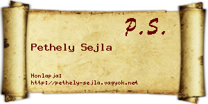 Pethely Sejla névjegykártya